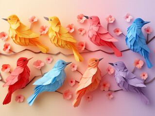Papercraft of birds