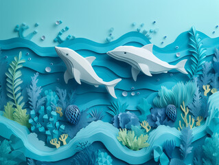 Papercraft of the undersea world
