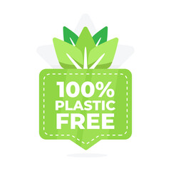 Eco friendly 100 plastic free sticker with leaf graphics for sustainable product marketing