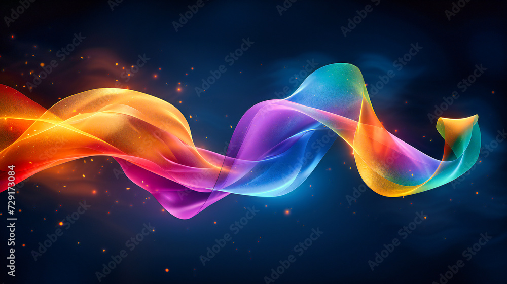 Poster abstract design with dynamic motion and colorful curves, creating a vibrant and energetic background