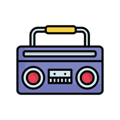 radio cassette icon with white background vector stock illustration