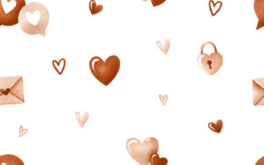 Simple seamless pattern for Valentine's Day. Background for February 14th with hearts. Ideal for textiles and clothing. Great for Valentine's Day, Mother's Day, textile, hand drawn design