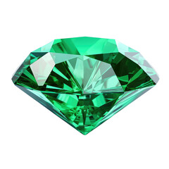 Side view top view green diamond on trasparent background