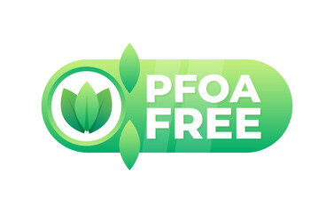 Eco-centric PFOA free emblem with leaf accent for health and environment safety assurances