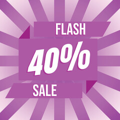 Flash Sale 40 off discount banner  Vector 40 off limited time offer super discount promotion special offer 40 discount 