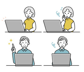 ノートパソコンを使いこなすシニア夫婦