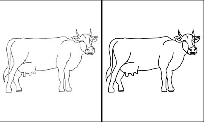 cow vector Trace and color for kids, 