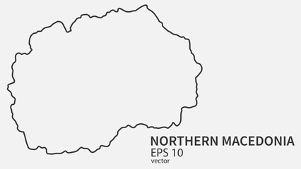 Vector line map of North Macedonia. Vector design isolated on white background.	
