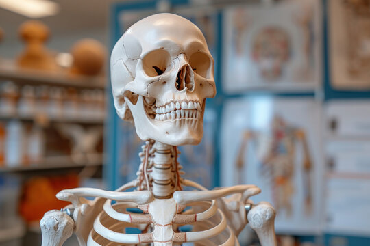 Model of Human Skeleton in Museum