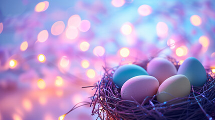 Fototapeta na wymiar Beautiful easter background with colored eggs