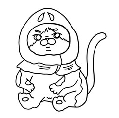 Set of Cat cartoon for printing on sticker.Cat vector illustration for coloring book on white isolated background.Cute clipart.Character for elements on white background.