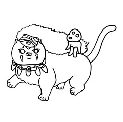 Set of Cat cartoon for printing on sticker.Cat vector illustration for coloring book on white isolated background.Cute clipart.Character for elements on white background.