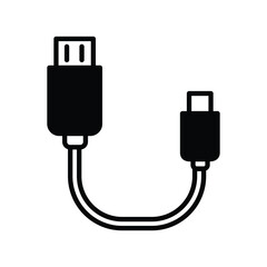 usb cable icon with white background vector stock illustration