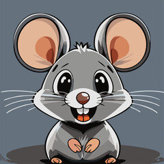 Cute cartoon grey animal mouse vector illustration 10 eps