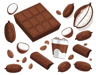 Fototapeta na wymiar chocolate and cocoa