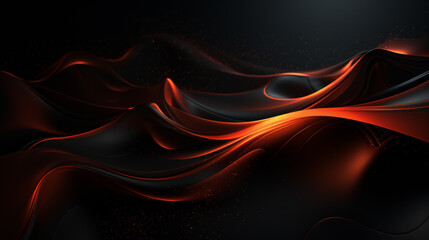 Abstract futuristic background with dark and warm color wave shapes. Visualization of motion 3d waves. Wallpaper or backdrop for modern projects