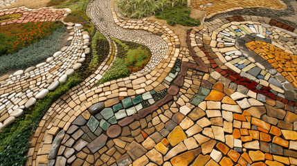 Fototapeta na wymiar An aerial perspective of an exquisite eco-mosaic a testament to nature's beauty and human creativity