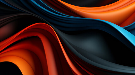 Abstract futuristic background with dark and warm color wave shapes. Visualization of motion 3d waves. Wallpaper or backdrop for modern projects