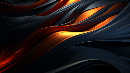 Abstract futuristic background with dark and warm color wave shapes. Visualization of motion 3d waves. Wallpaper or backdrop for modern projects