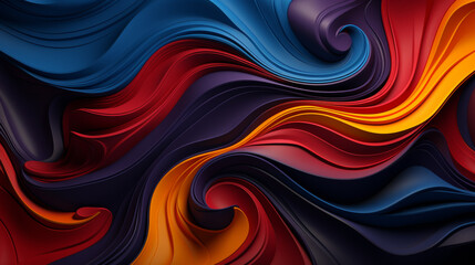 Abstract futuristic background with dark and warm color swirl wave shapes. Visualization of motion 3d waves. Wallpaper or backdrop for modern projects