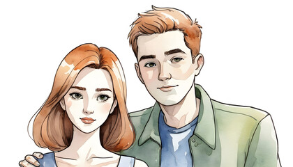 Hand drawn cartoon couple illustration
