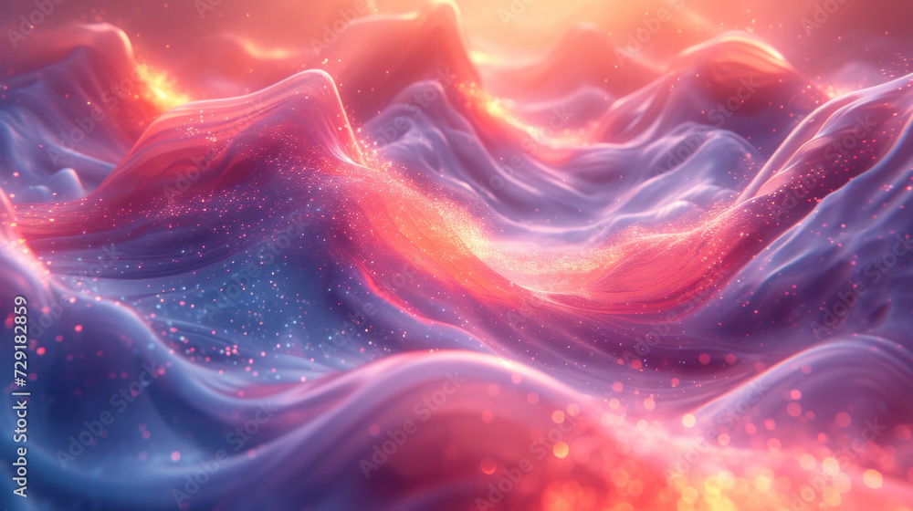 Leinwandbilder abstract 3d neon holographic wave with glossy flowing against a vibrant abstract background. iridesc