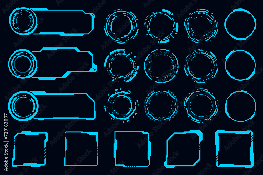 Poster vector set interface futuristic frame design element. technology hi-tech element.