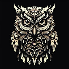 Naklejka premium Hand-drawn owl outline illustration. Illustra