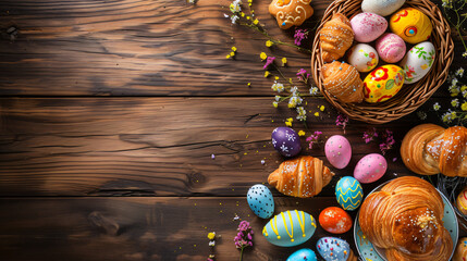 Fototapeta na wymiar Easter treats pastries and eggs