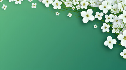 background with flowers,,
white flowers on green background