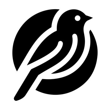 recommend clip art: Finch bird logo concept, black color silhouette, white background