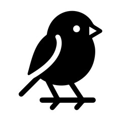 Finch bird logo concept, black color silhouette, white background
