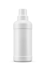 Liquid bleach in blank plastic bottle isolated. Transparent PNG image.