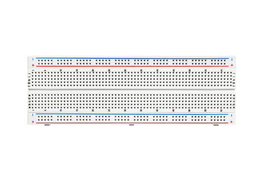 Tie point solderless breadboard for building prototypes of electronic circuits isolated. Transparent PNG image.