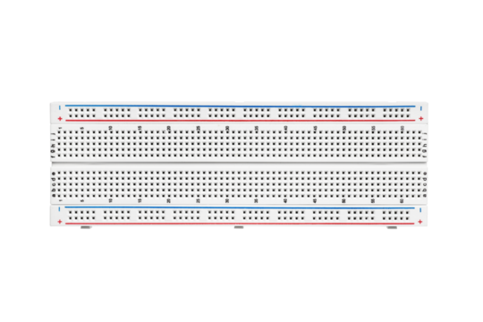 Tie point solderless breadboard for building prototypes of electronic circuits isolated. Transparent PNG image.