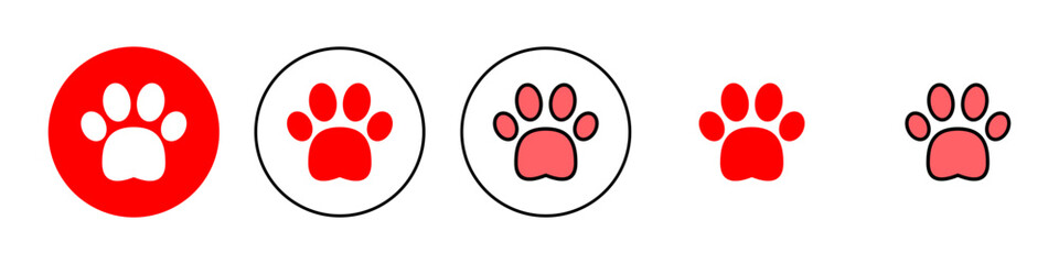 Paw icon set illustration. paw print sign and symbol. dog or cat paw