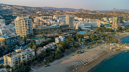 Naklejka premium Aerial view of the seafront of Limassol, Cyprus.