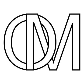 Logo sign om, mo icon double letters logotype m o