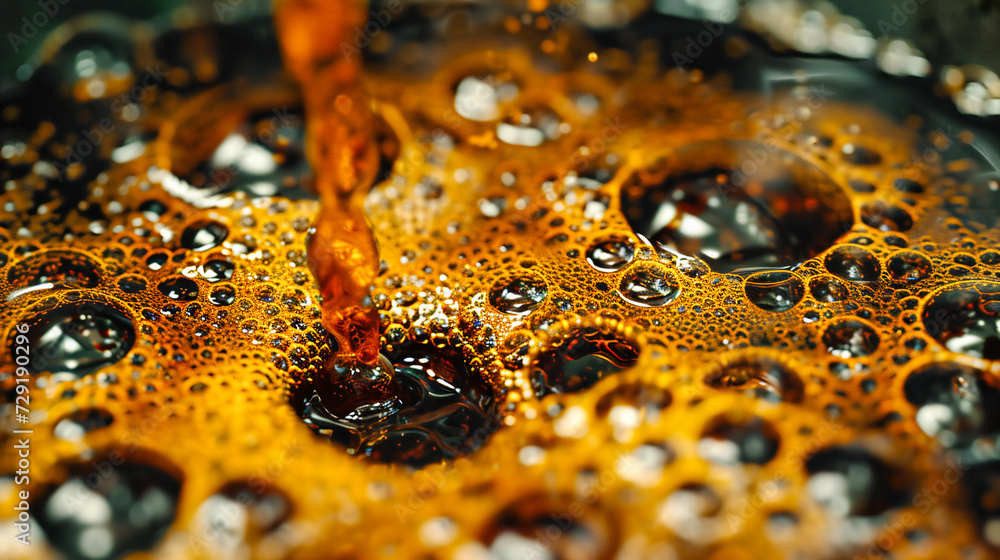 Poster macro shot of water bubbles and droplets, capturing the dynamic and refreshing essence of liquid in 