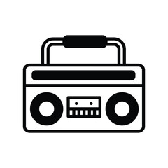 radio cassette icon with white background vector stock illustration