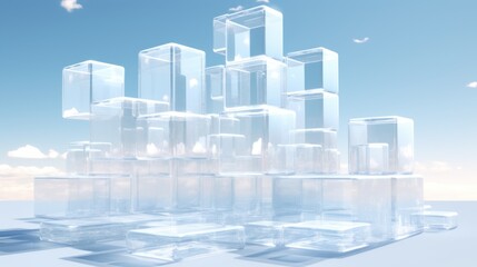 Floating Group of Cubes. Background, wallpaper. 3d style imitation.