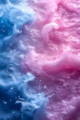 Obraz premium Realm of tranquility. desktop background and poster featuring a psychedelic water splash in pink and blue hues. The interplay of colors creates a visual symphony. 