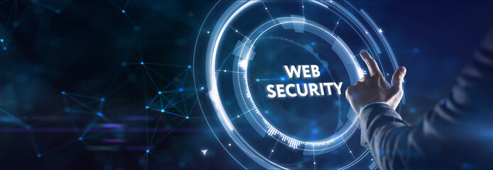 Web security. Cyber security, computer data encryption and internet protection.