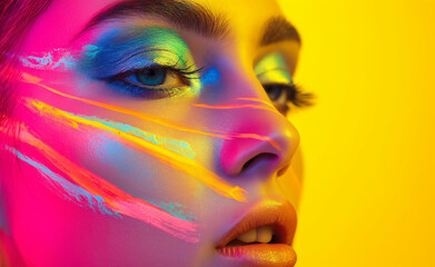 Fashion Model with Bold Art Makeup