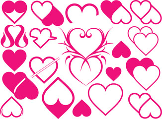 With cute love vector, white and pink background. Valentine's day template or background for Valentine's day concept, love vector.