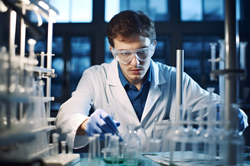 scientist doing research in the lab. science for the future. medical research. development for the future.