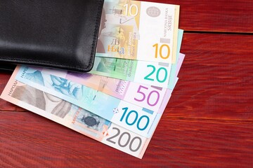 Serbian dinar in the black wallet