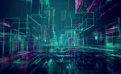 Obraz premium Futuristic Abstract Technology Background with Data Flow and AI