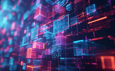 Obraz premium Futuristic Abstract Technology Background with Data Flow and AI