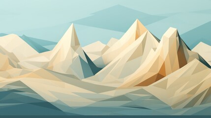 Abstract Geometric Mountain Landscape Illustration in Pastel Colors. Background.